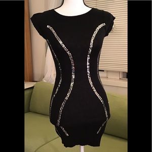 Material girl black shiny dress. Size XS